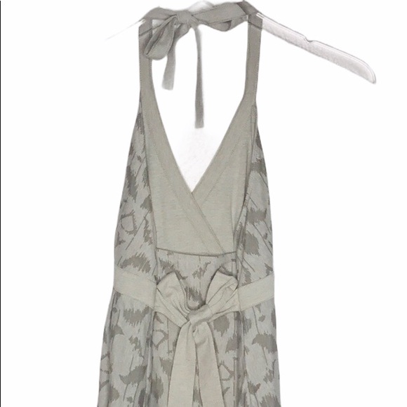 Athleta Gray Halter Tie-Back Maxi Dress Boho Aztec Print Size Small - Picture 4 of 13